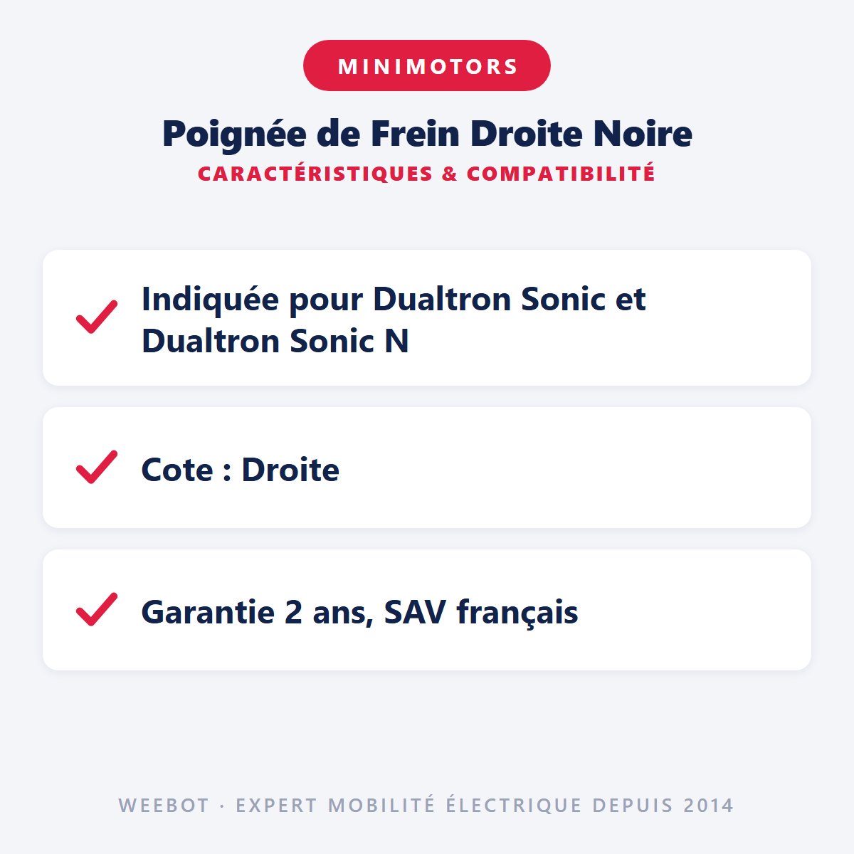 Poignée de Frein Droite Noire : caractéristiques et compatibilité