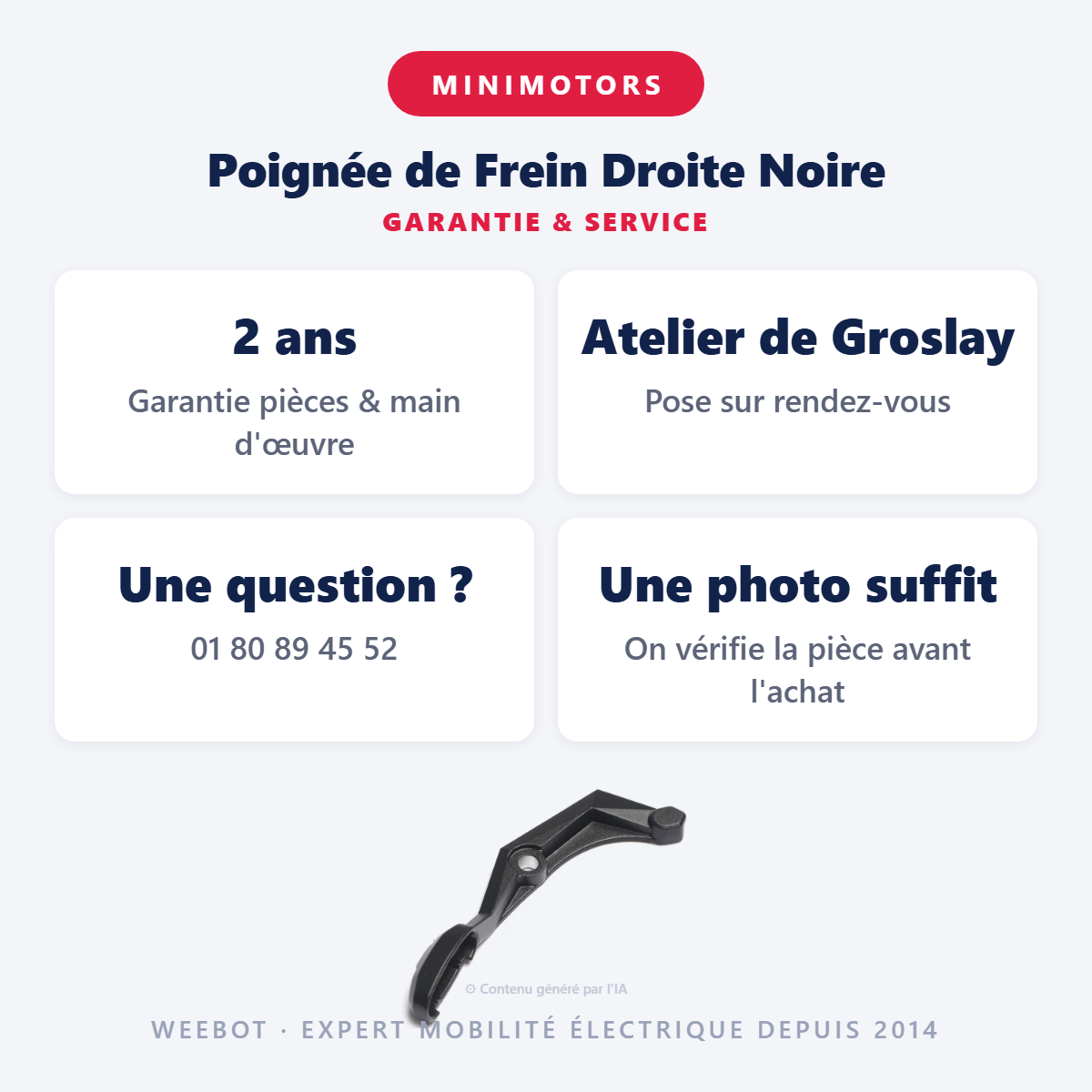 Poignée de Frein Droite Noire : garantie 2 ans et service après-vente