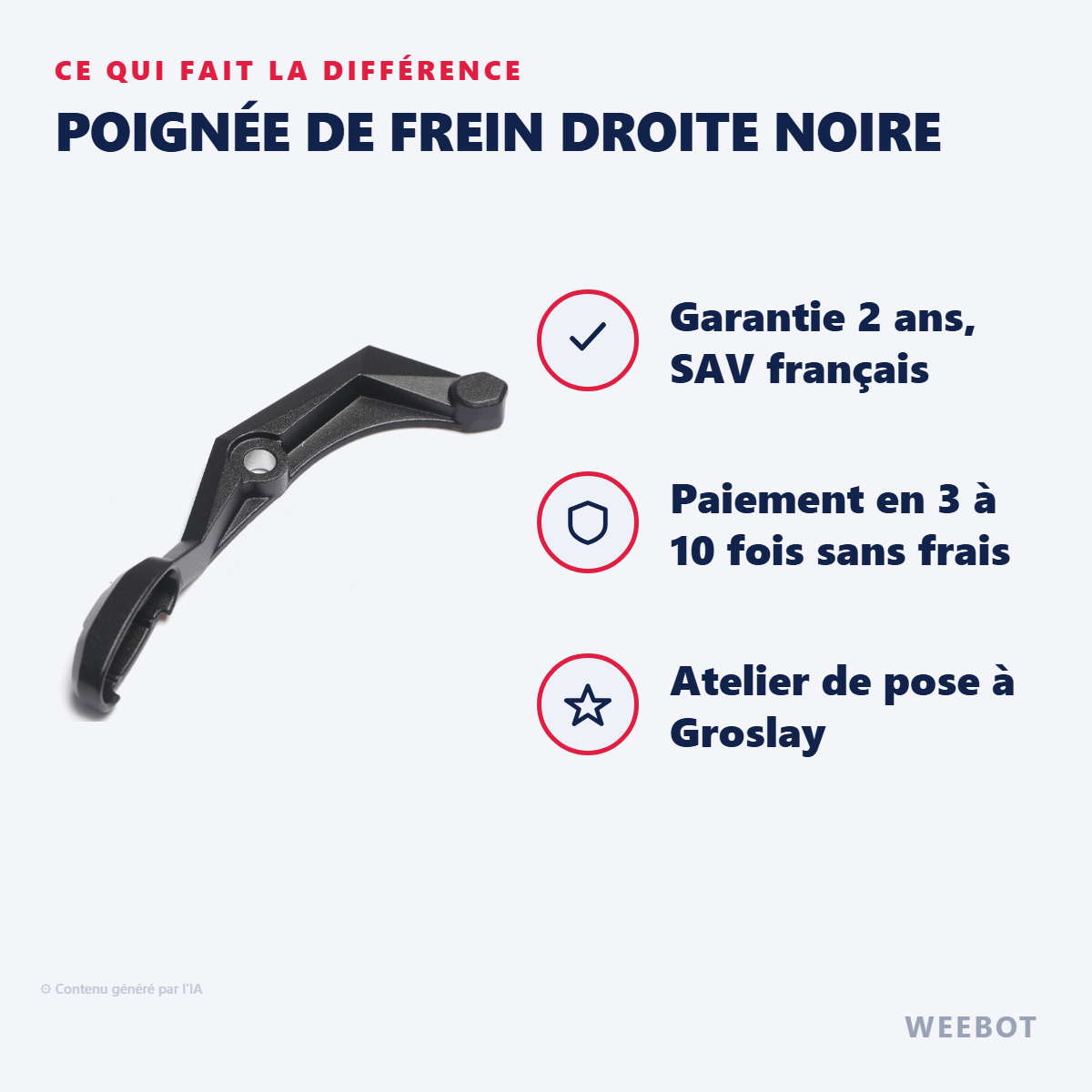 Poignée de Frein Droite Noire : les points forts