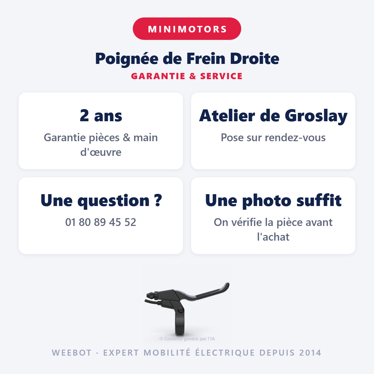 Poignée de Frein Droite : garantie 2 ans et service après-vente