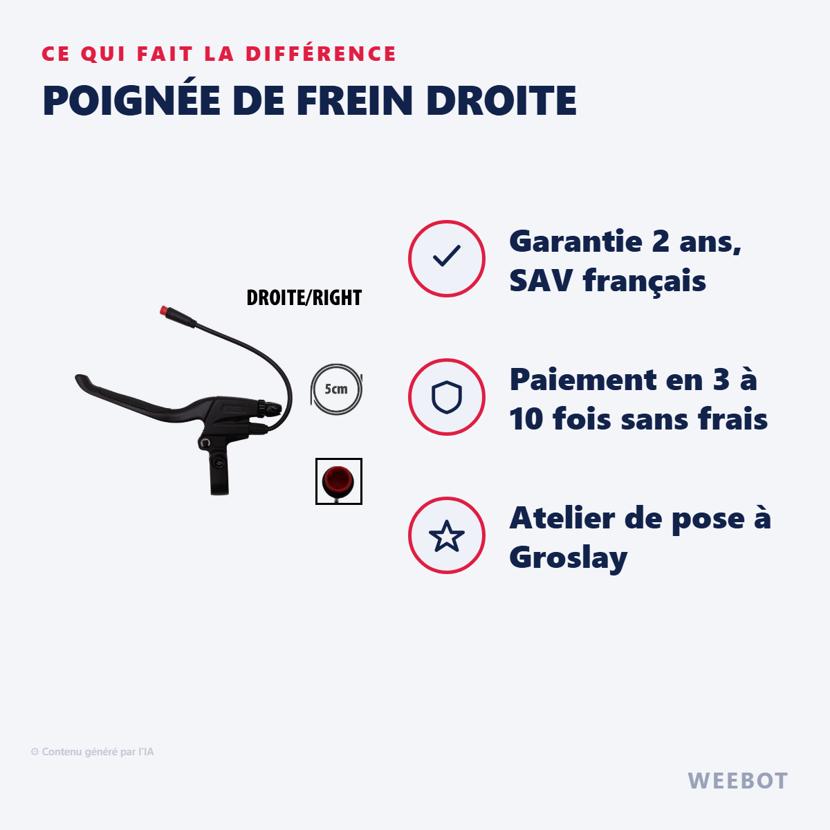 Poignée de Frein Droite : les points forts