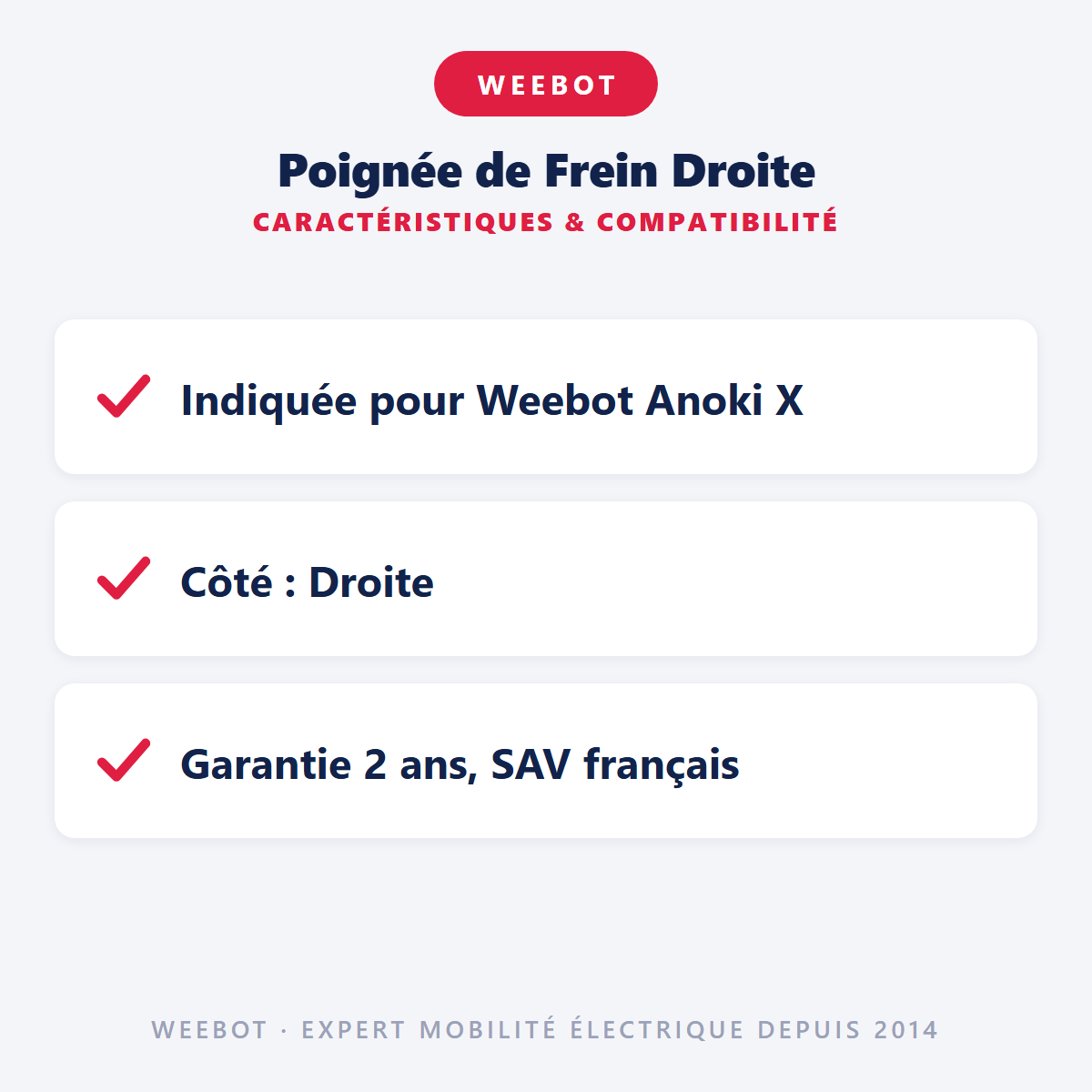 Poignée de Frein Droite pour Trottinette Electrique Weebot Anoki X - Weebot