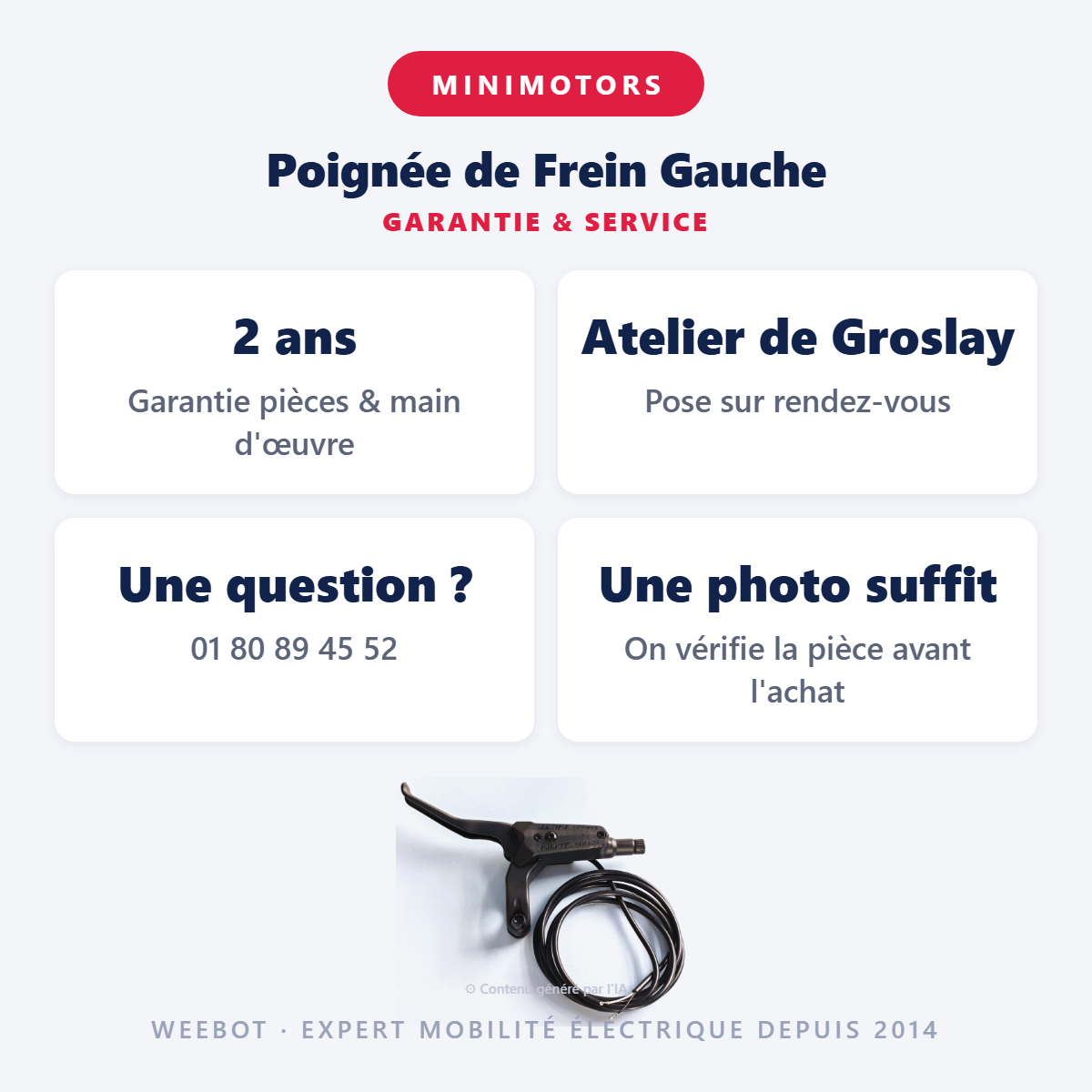 Poignée de Frein Gauche : garantie 2 ans et service après-vente