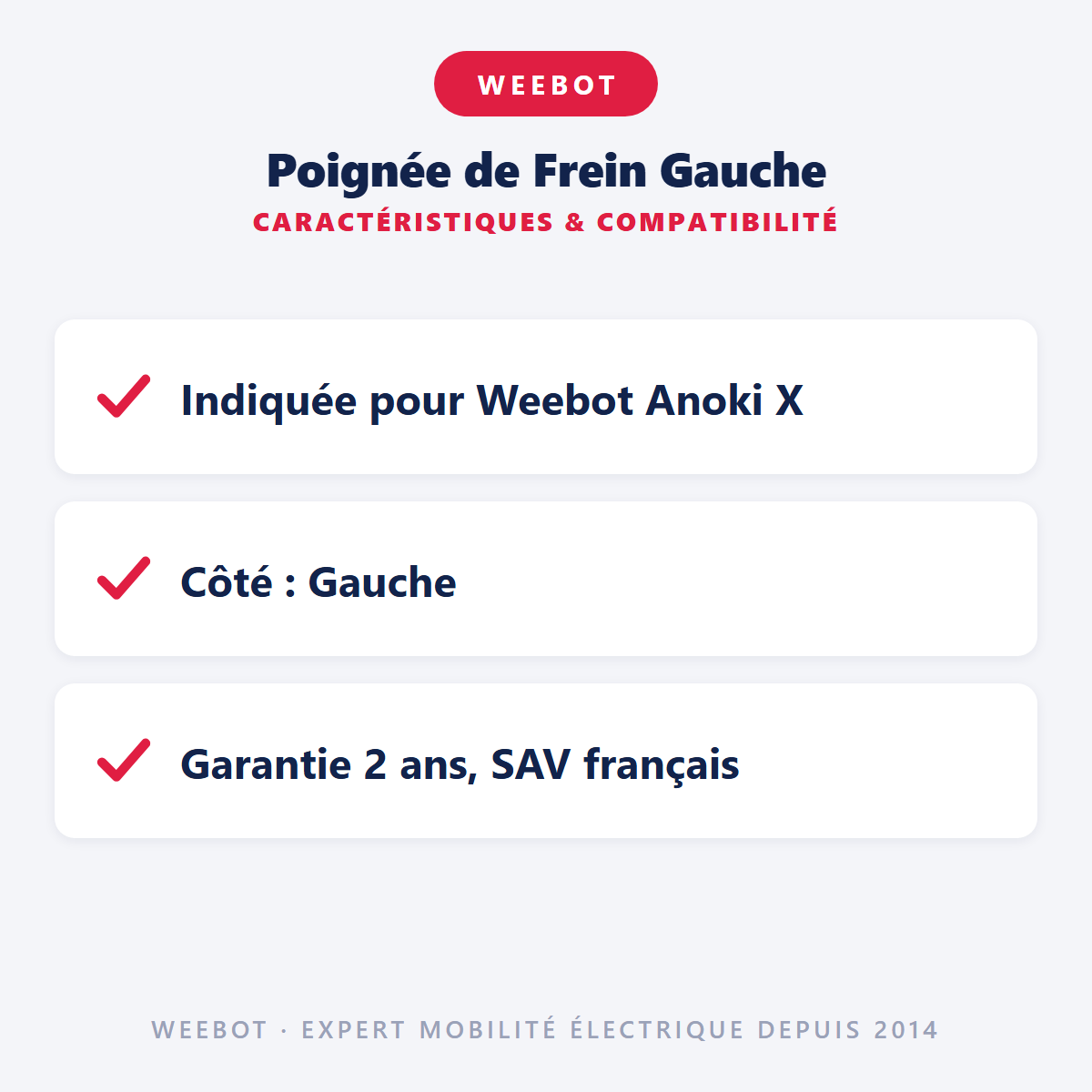 Poignée de Frein Gauche pour Trottinette Electrique Weebot Anoki X - Weebot