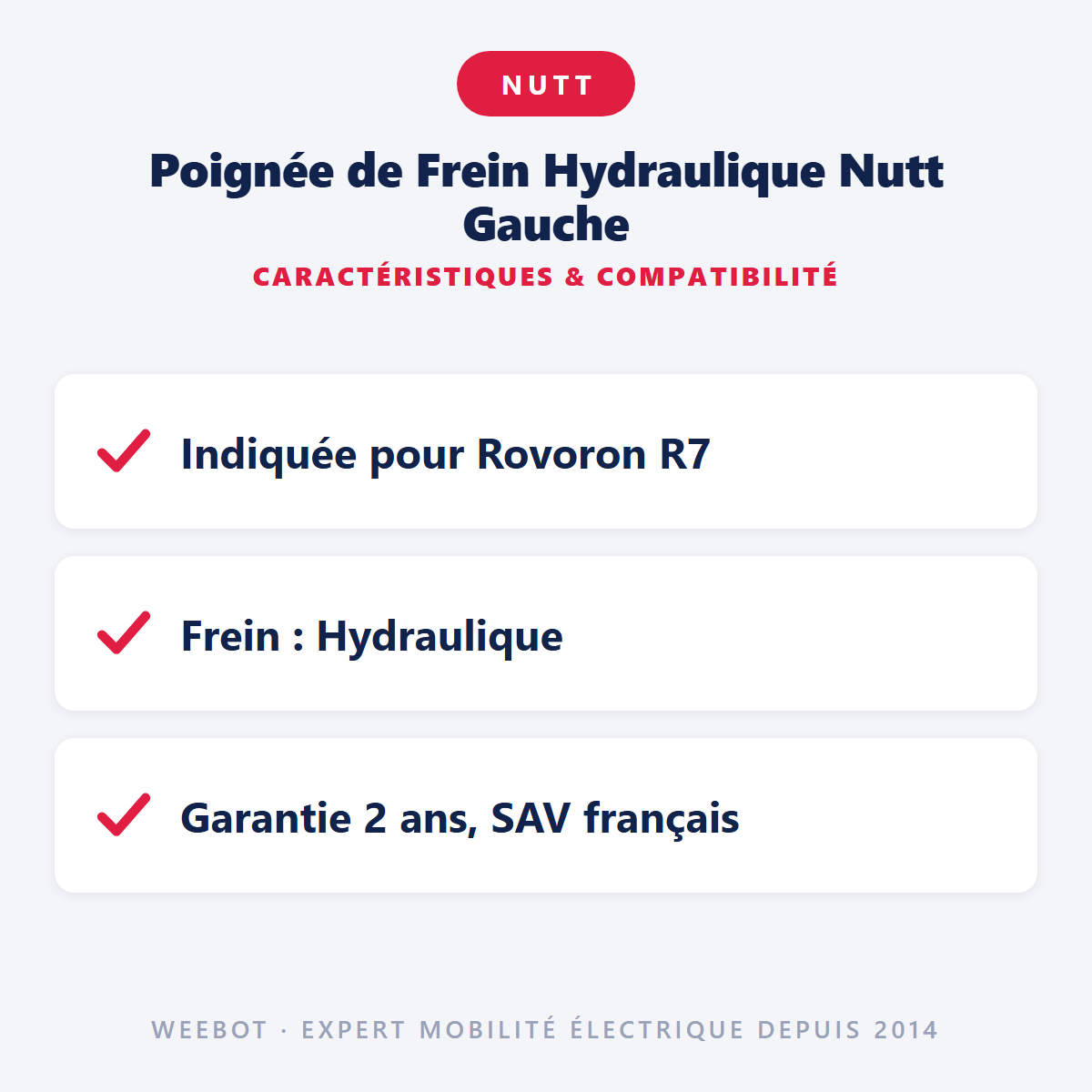 Poignée de Frein Hydraulique Nutt Gauche : caractéristiques et compatibilité