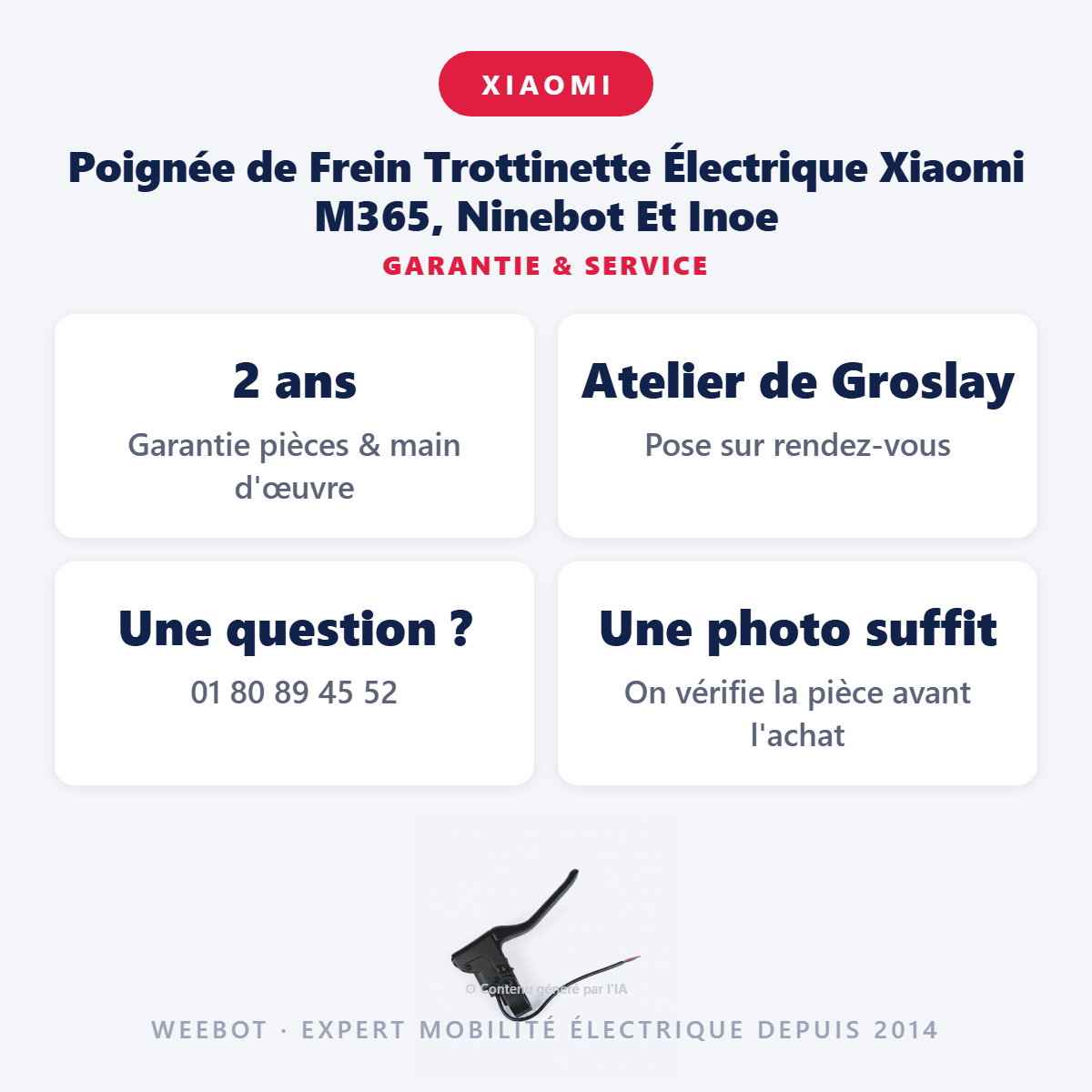 Poignée de Frein Trottinette Électrique Xiaomi M365, Ninebot Et Inoe - Weebot
