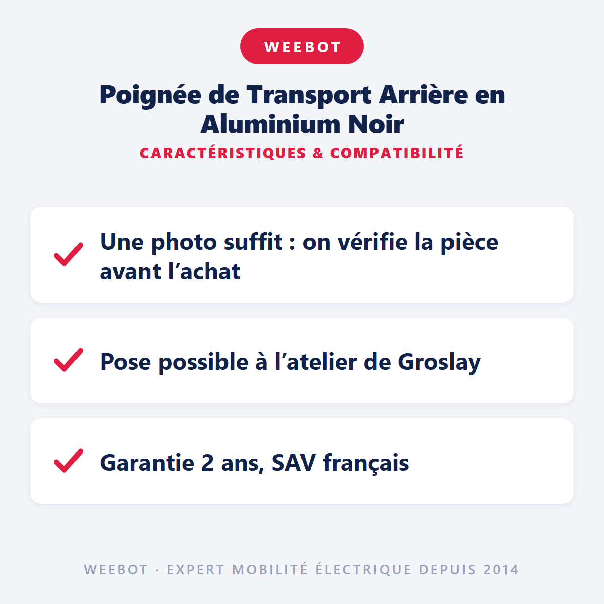 Poignée de Transport Arrière en Aluminium Noir : caractéristiques et compatibilité