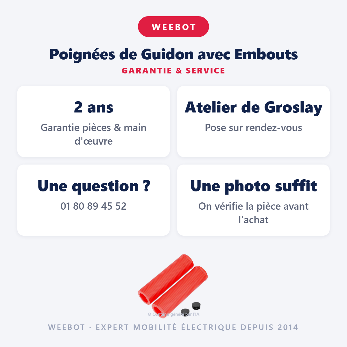 Poignées de Guidon avec Embouts : garantie 2 ans et service après-vente
