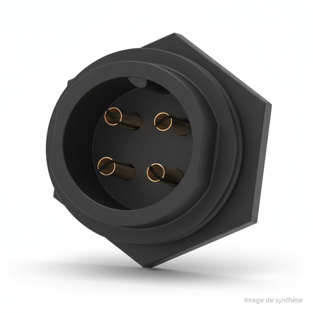 Schéma technique d'un port de charge à 4 broches pour trottinette électrique