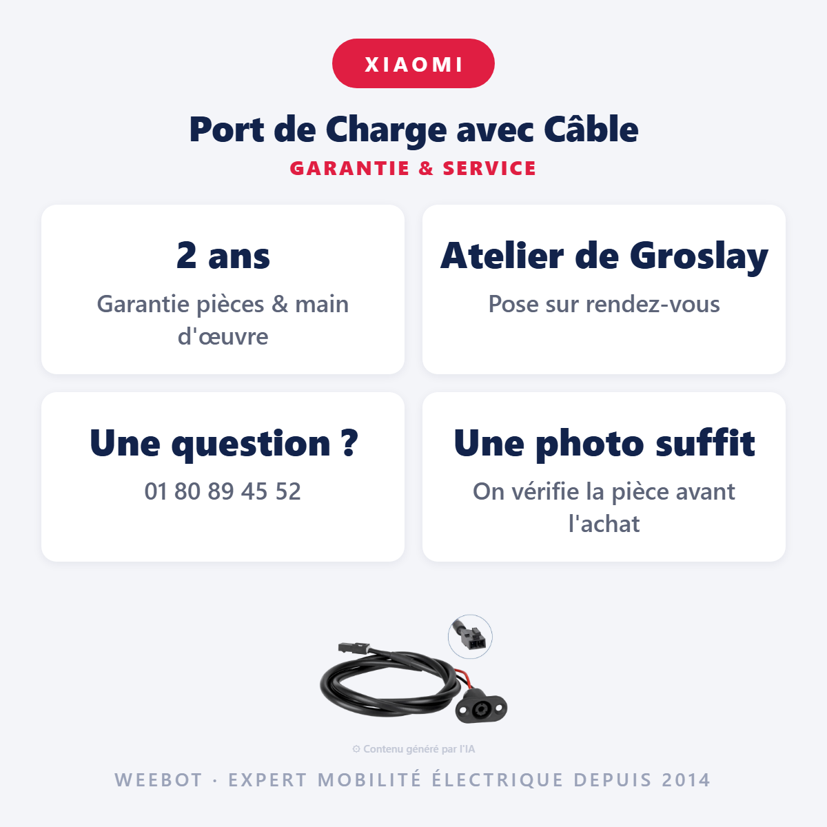 Port de Charge avec Câble : garantie 2 ans et service après-vente