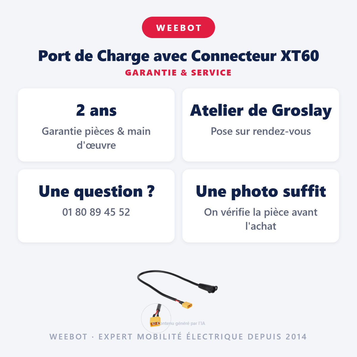 Port de Charge avec Connecteur XT60 : garantie 2 ans et service après-vente