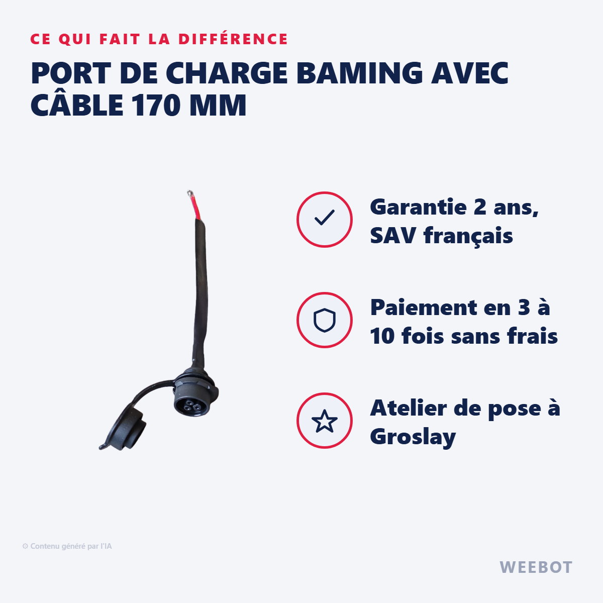 Port de Charge Baming avec Câble 170 mm : les points forts