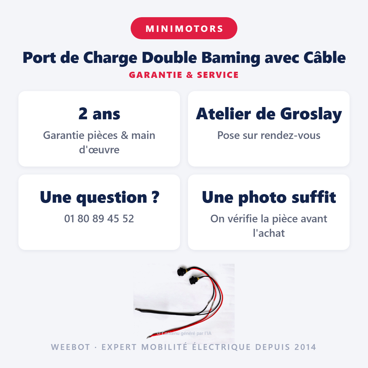 Port de Charge Double Baming avec Câble : garantie 2 ans et service après-vente