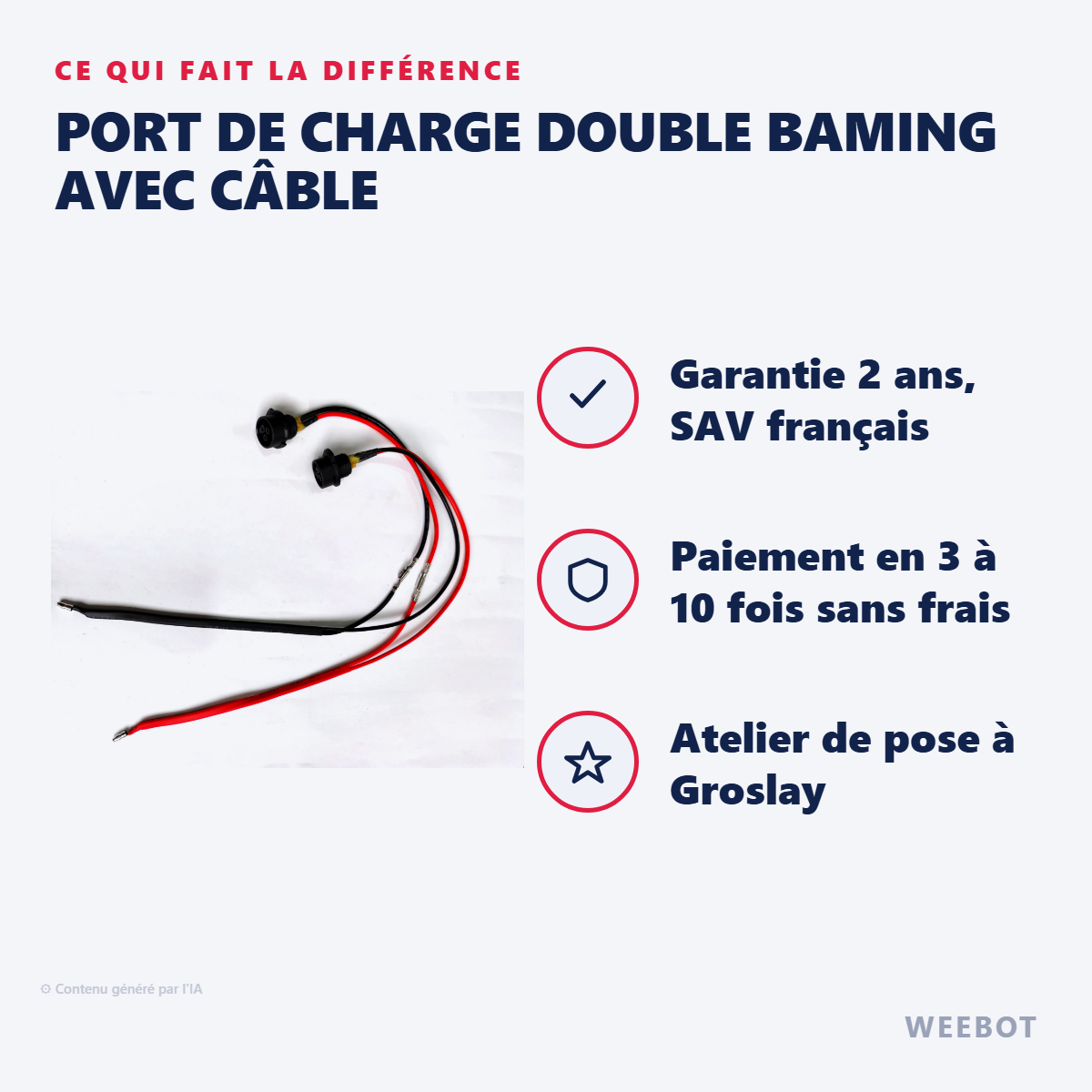 Port de Charge Double Baming avec Câble : les points forts