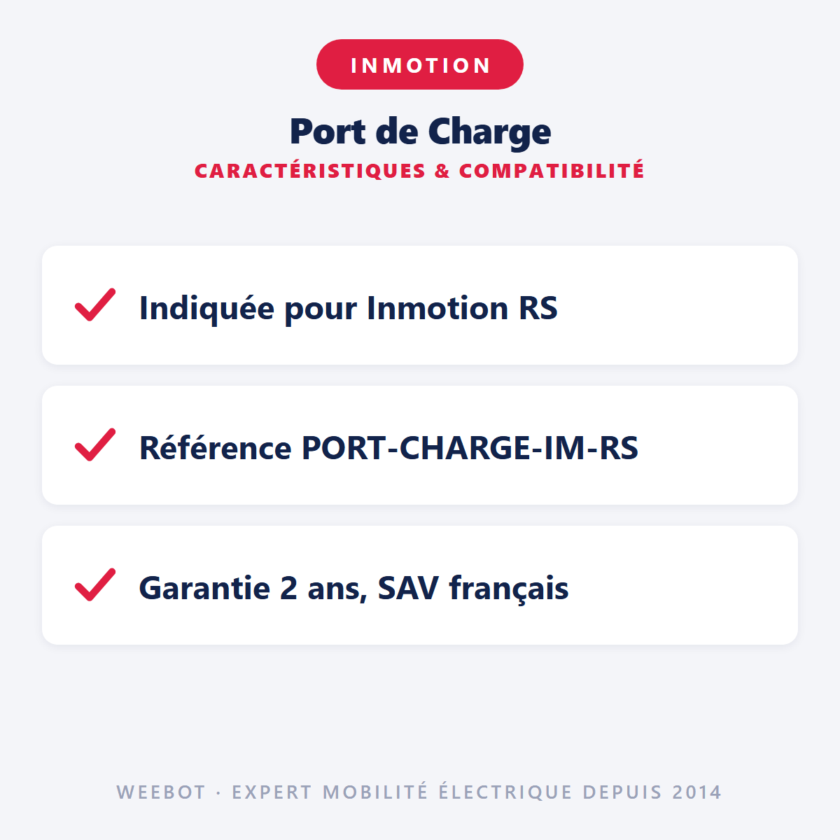 Port de Charge pour Trottinette Électrique Inmotion RS - Weebot