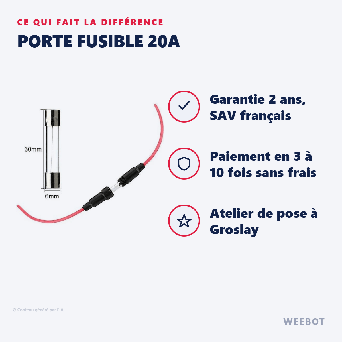 Porte Fusible 20A pour Trottinette Electrique Teverun et Kaabo - Weebot