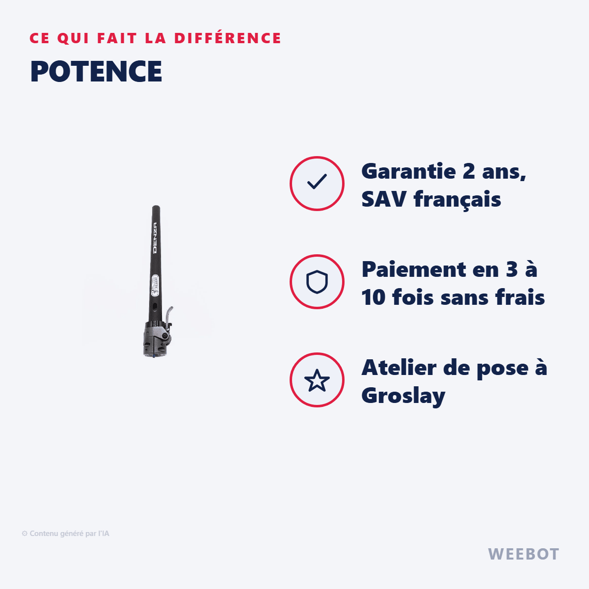 Potence pour Trottinette Électrique Ninebot F2 / F2 Plus Segway - Weebot