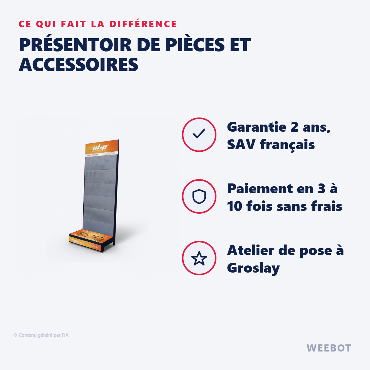 Présentoir de Pièces et Accessoires : les points forts