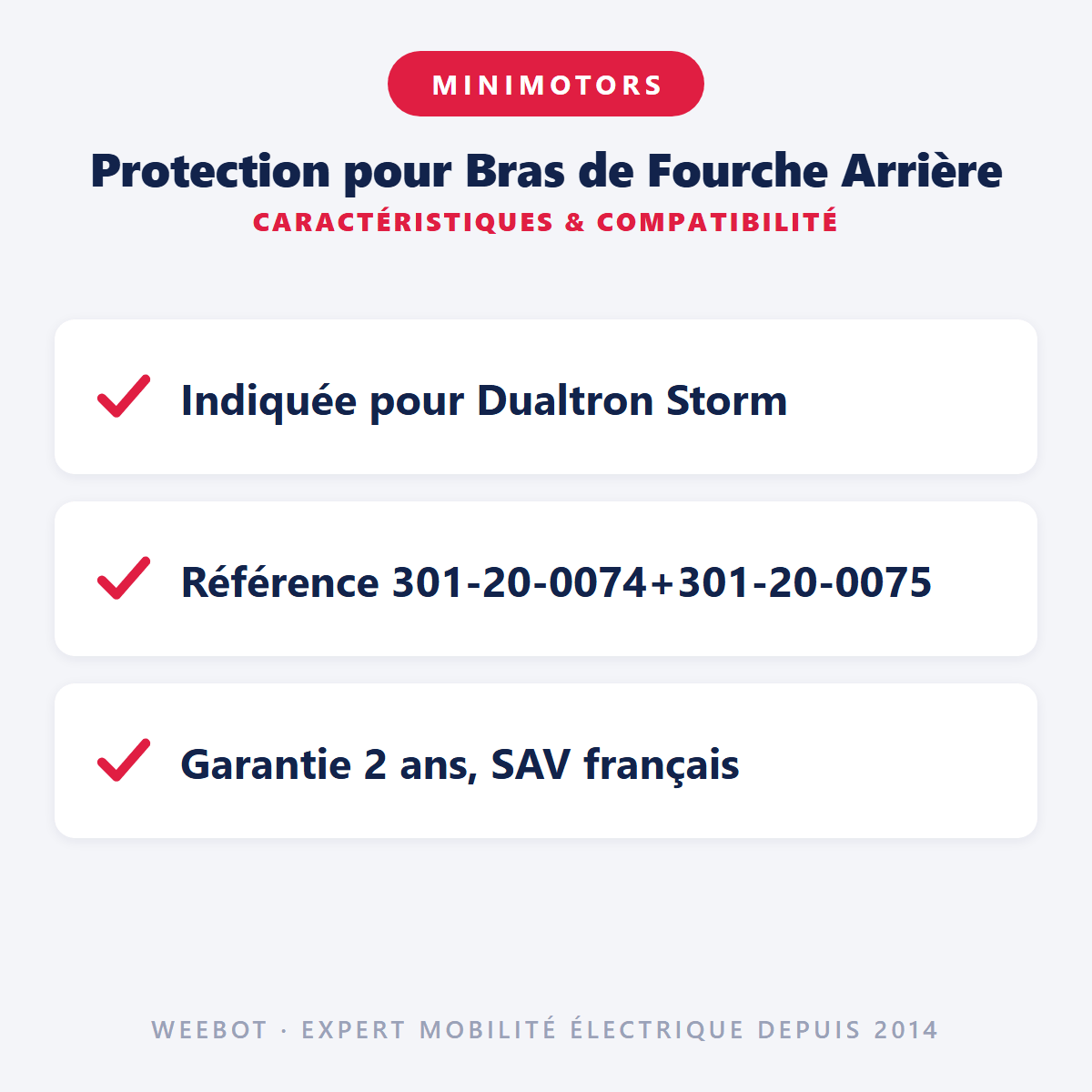 Protection pour Bras de Fourche Arrière (gauche et droite) pour Trottinette Electrique Dualtron Storm - Weebot