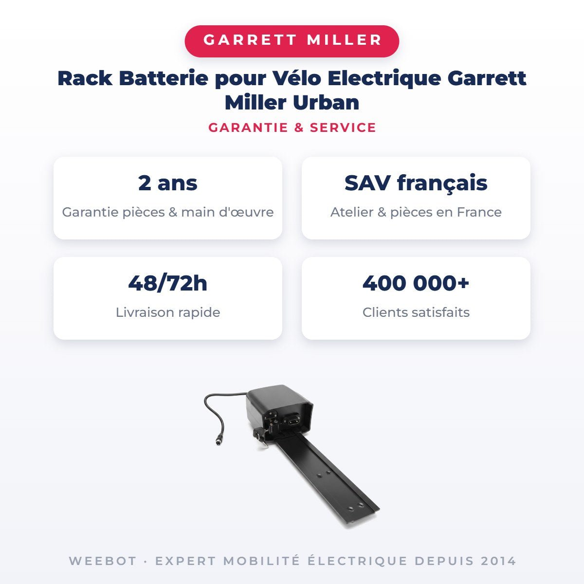 Rack Batterie pour Vélo Electrique Garrett Miller Urban - Weebot
