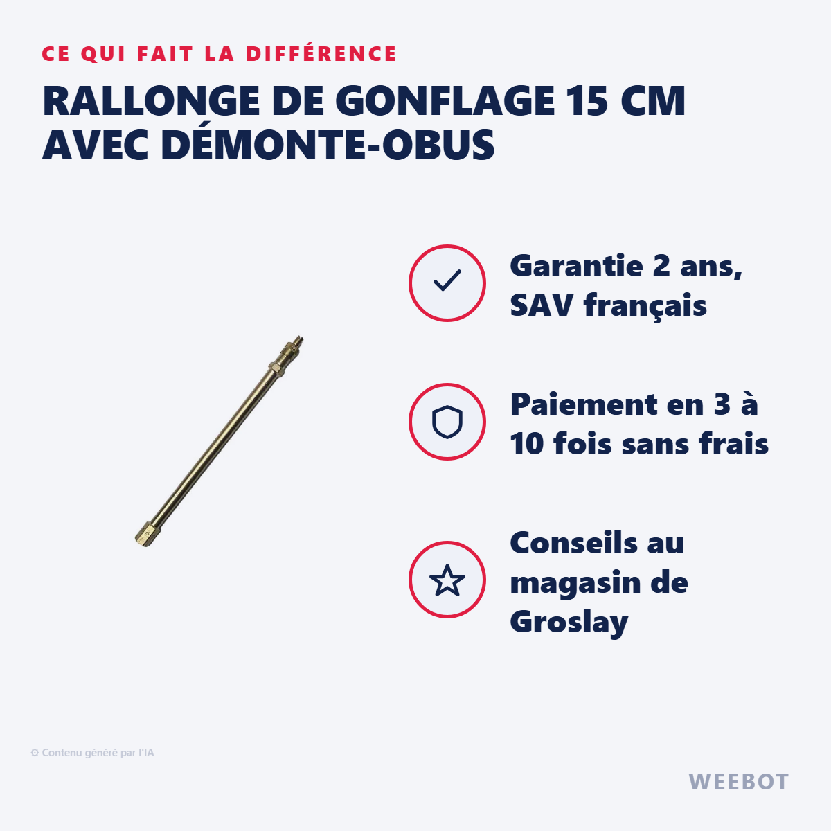 Rallonge de Gonflage 15 cm avec Démonte-Obus : les points forts