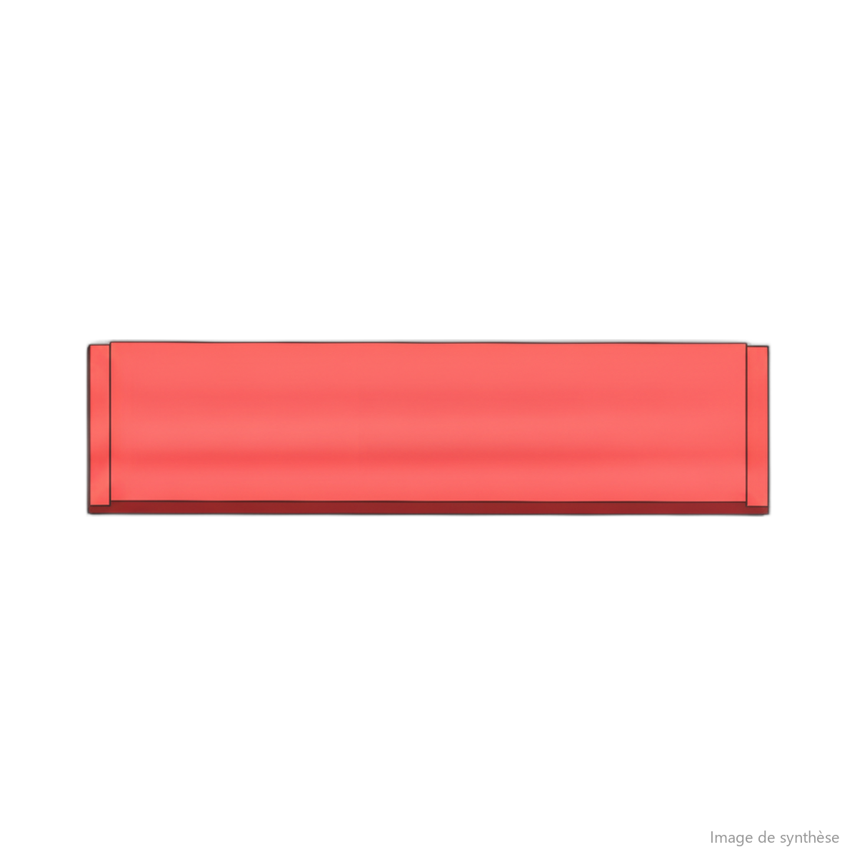 Réflecteur arrière rouge rectangulaire vu de face
