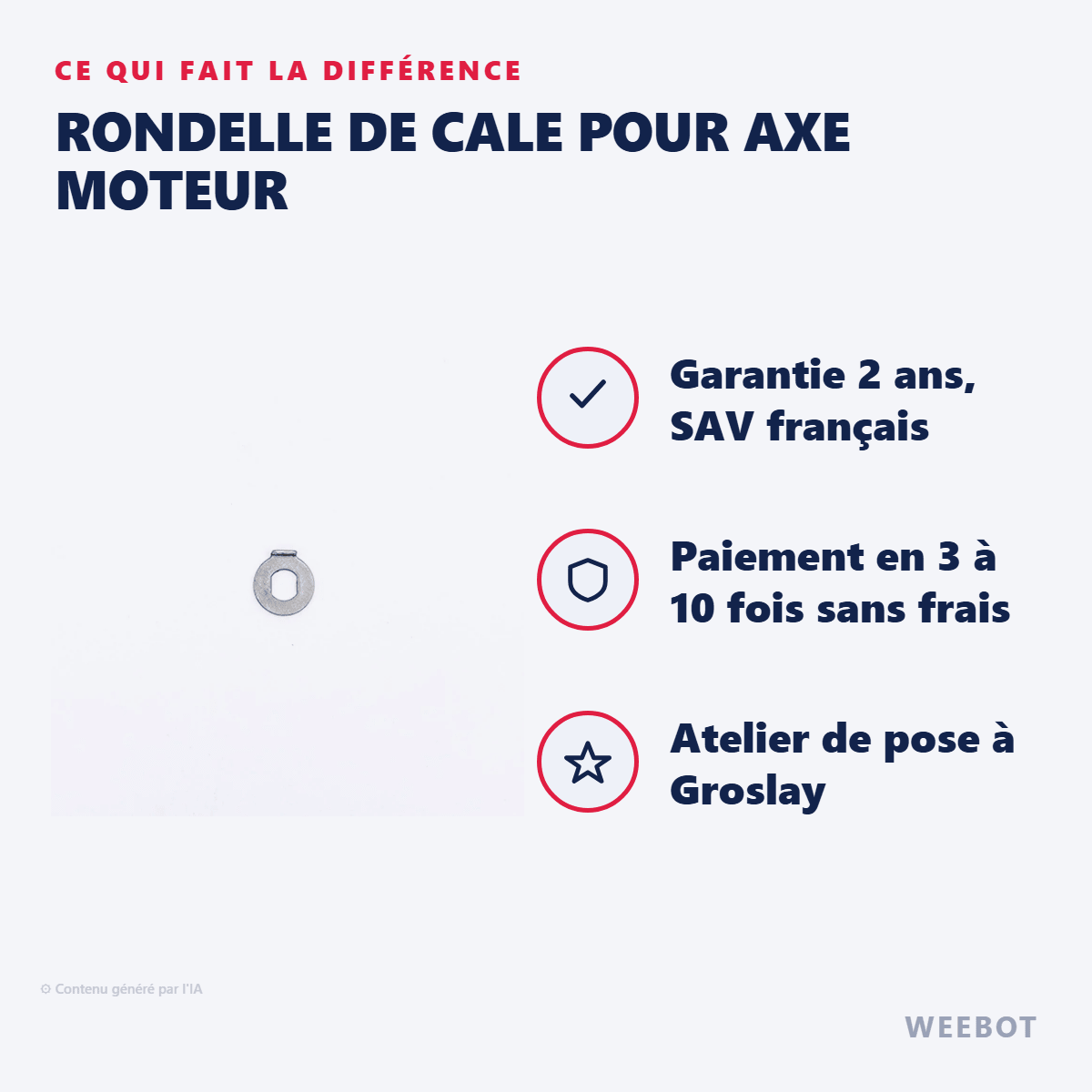 Rondelle de Cale pour Axe Moteur pour Trottinette Électrique Dualtron Spider - Weebot