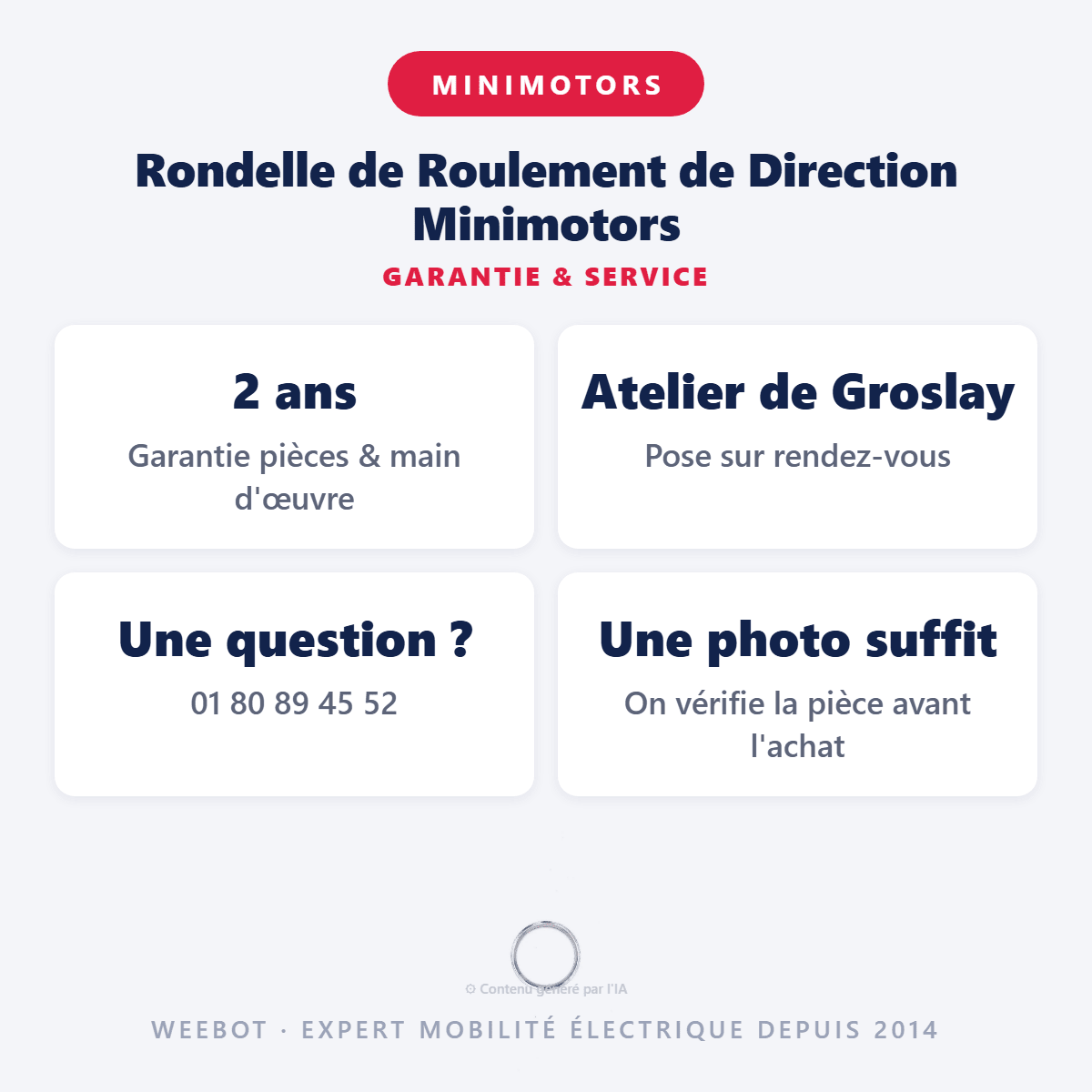 Rondelle de Roulement de Direction Minimotors Pour Trottinette Électrique Dualtron Storm - Weebot