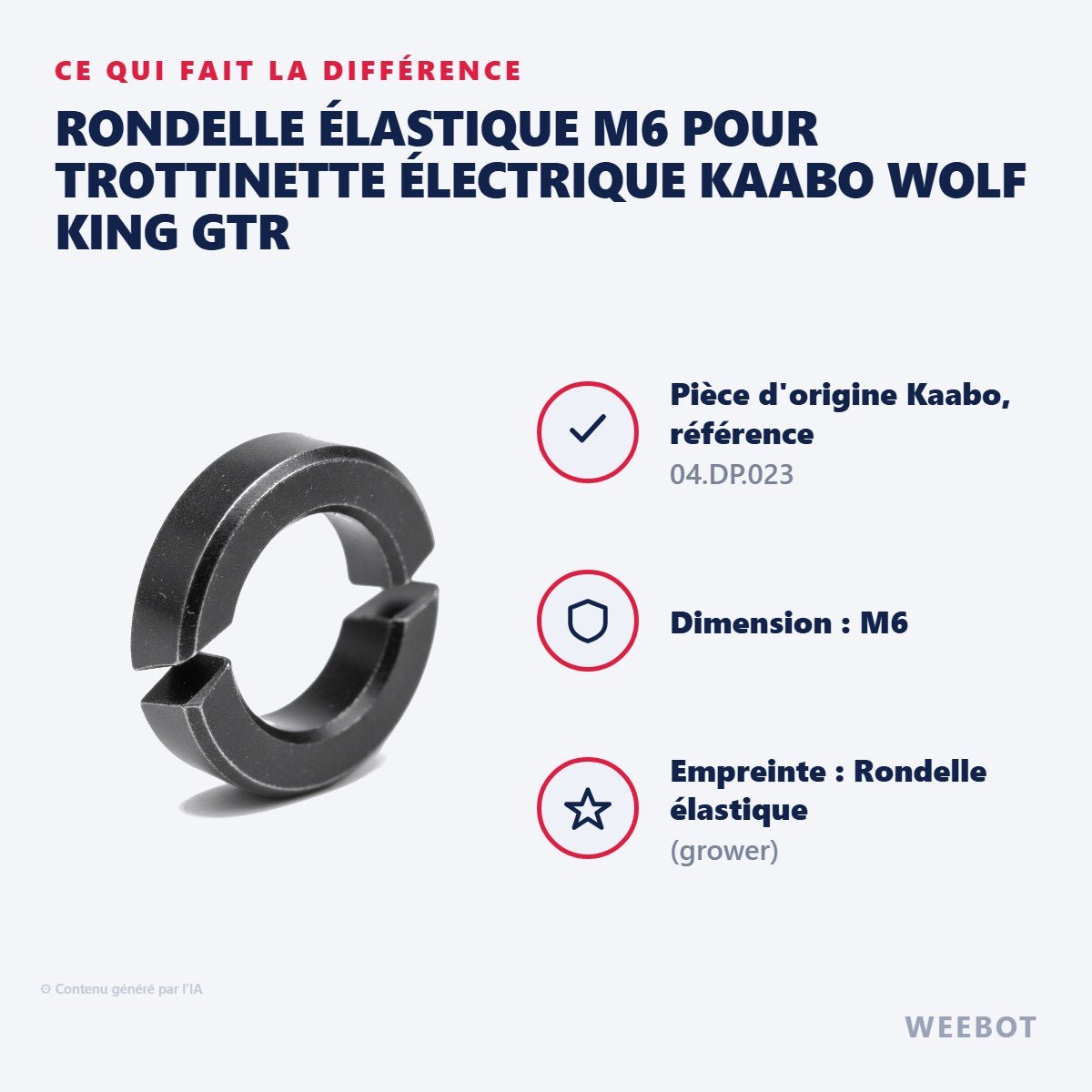 Rondelle Élastique M6 pour Trottinette Électrique Kaabo Wolf King GTR - Weebot