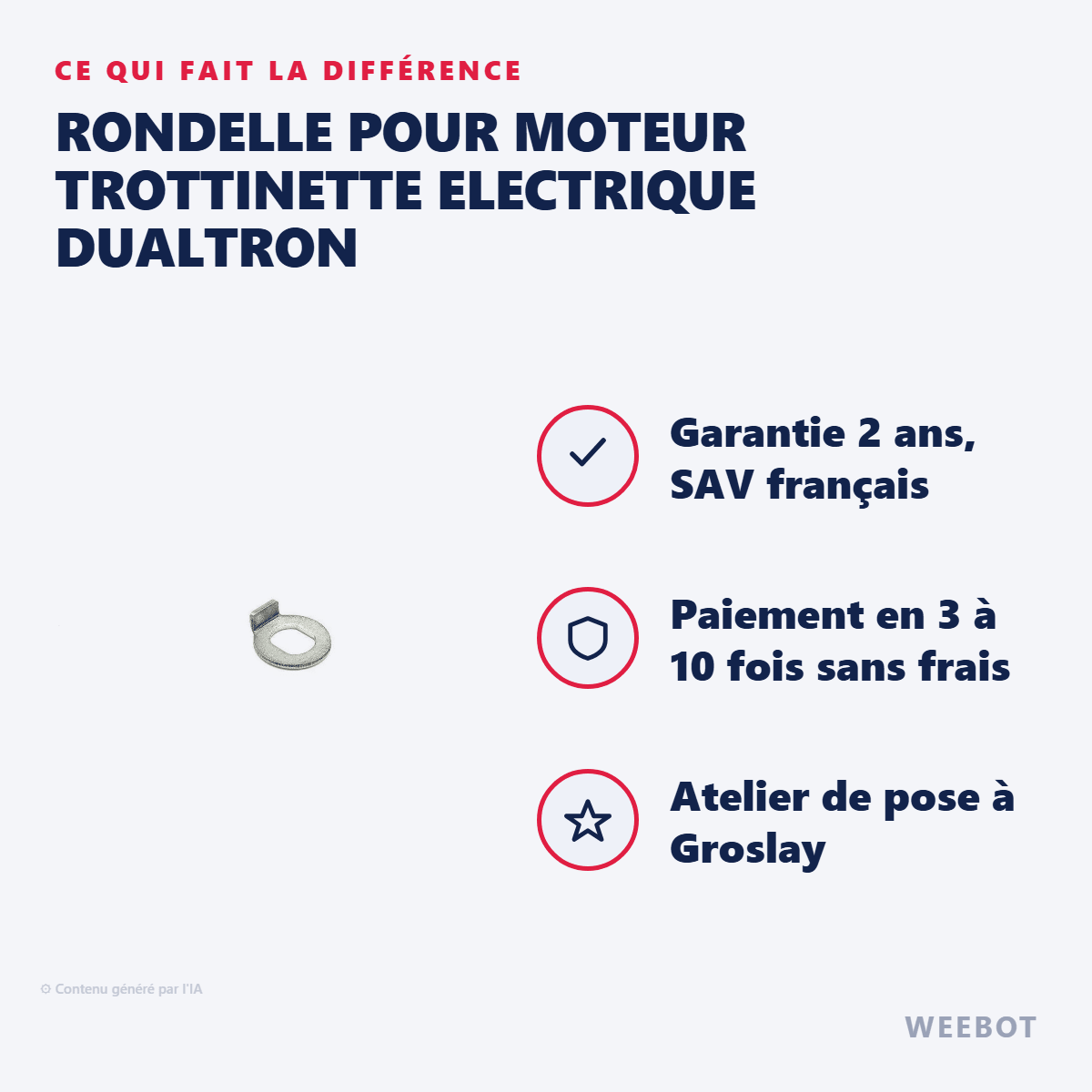 Rondelle pour Moteur Trottinette Electrique Dualtron - Weebot