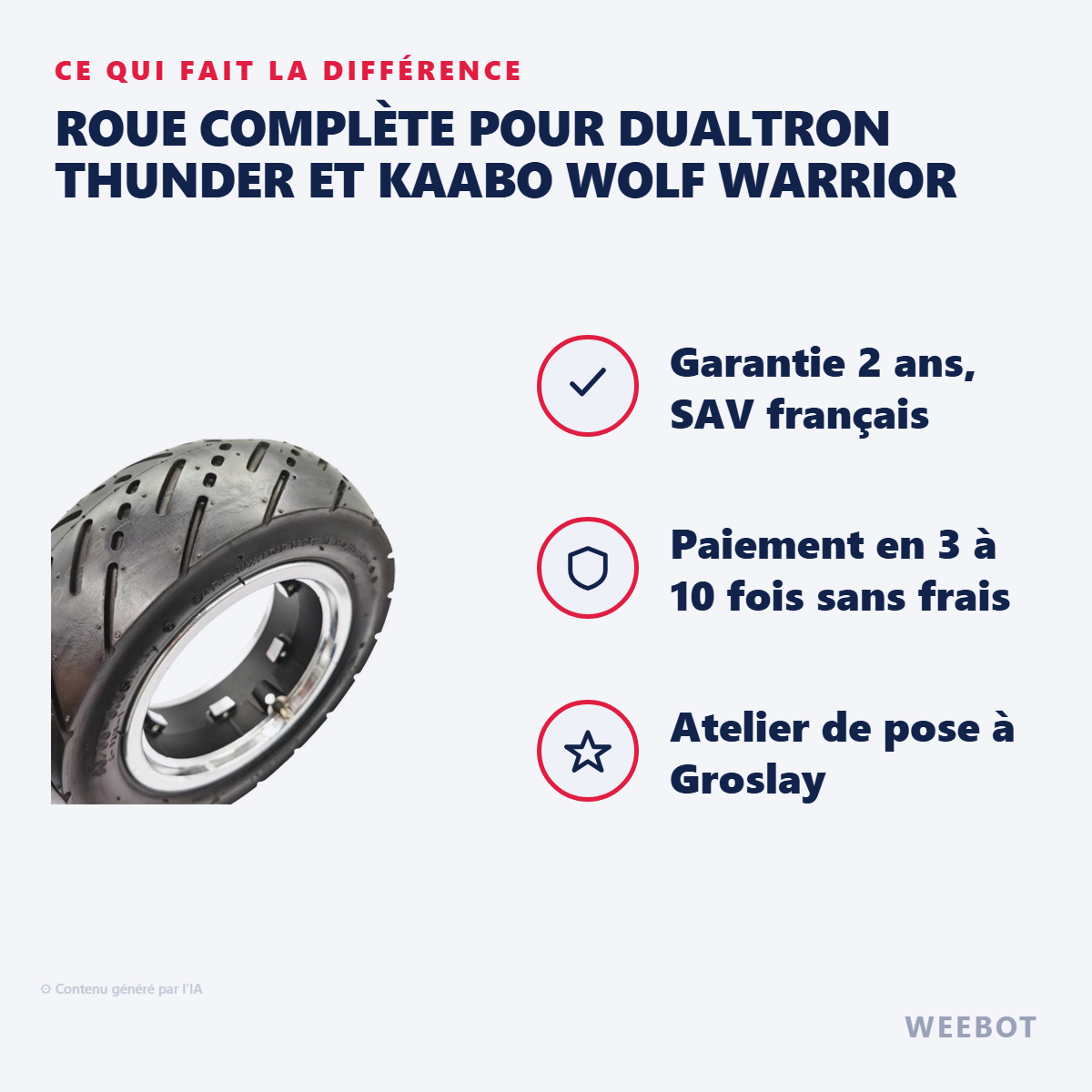 Roue Complète pour Dualtron Thunder et Kaabo Wolf Warrior : les points forts