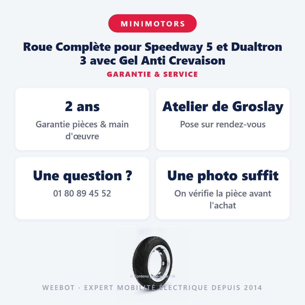 Roue Complète pour Speedway 5 et Dualtron 3 avec Gel Anti Crevaison - Weebot