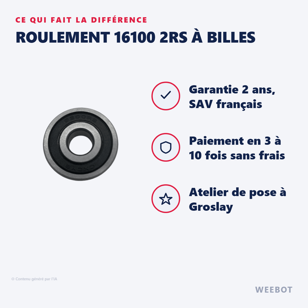 Roulement 16100 2RS à Billes - Weebot