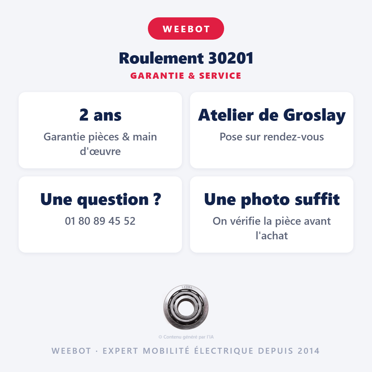 Roulement 30201 : garantie 2 ans et service après-vente
