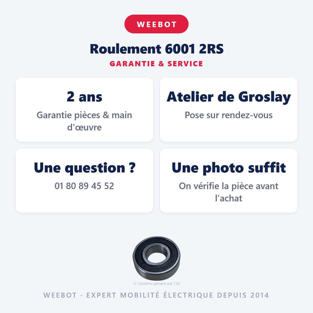 Roulement 6001 2RS Pour Trottinette Électrique - Weebot