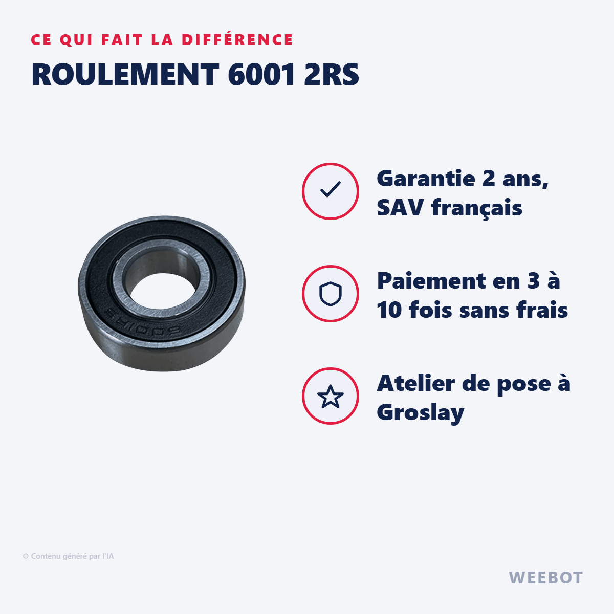 Roulement 6001 2RS Pour Trottinette Électrique - Weebot