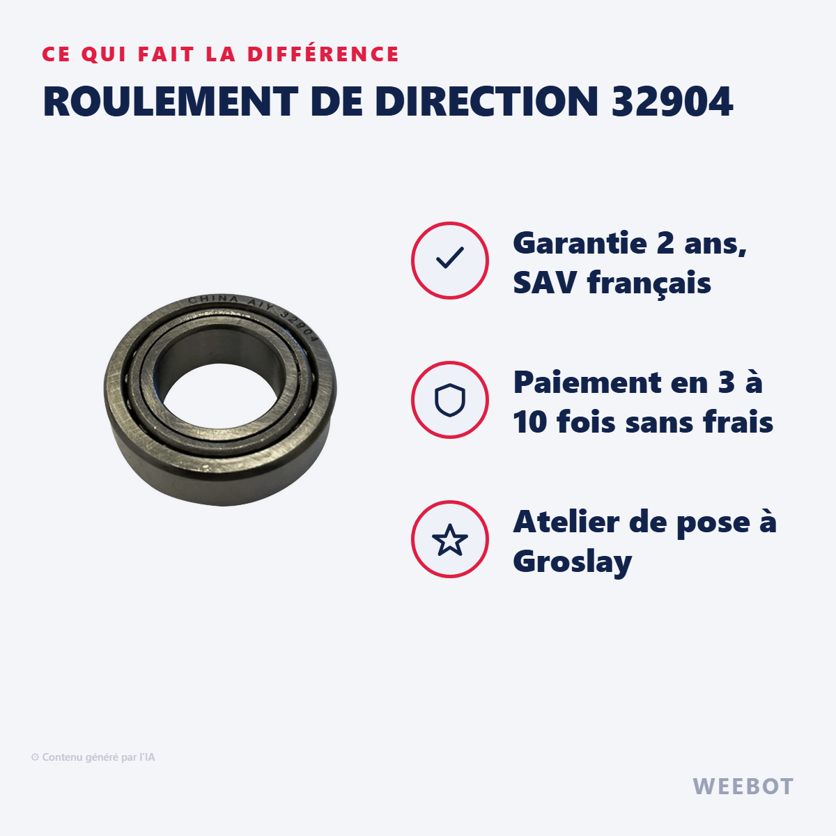 Roulement de Direction 32904 Pour Trottinette Électrique E-Cross - Weebot