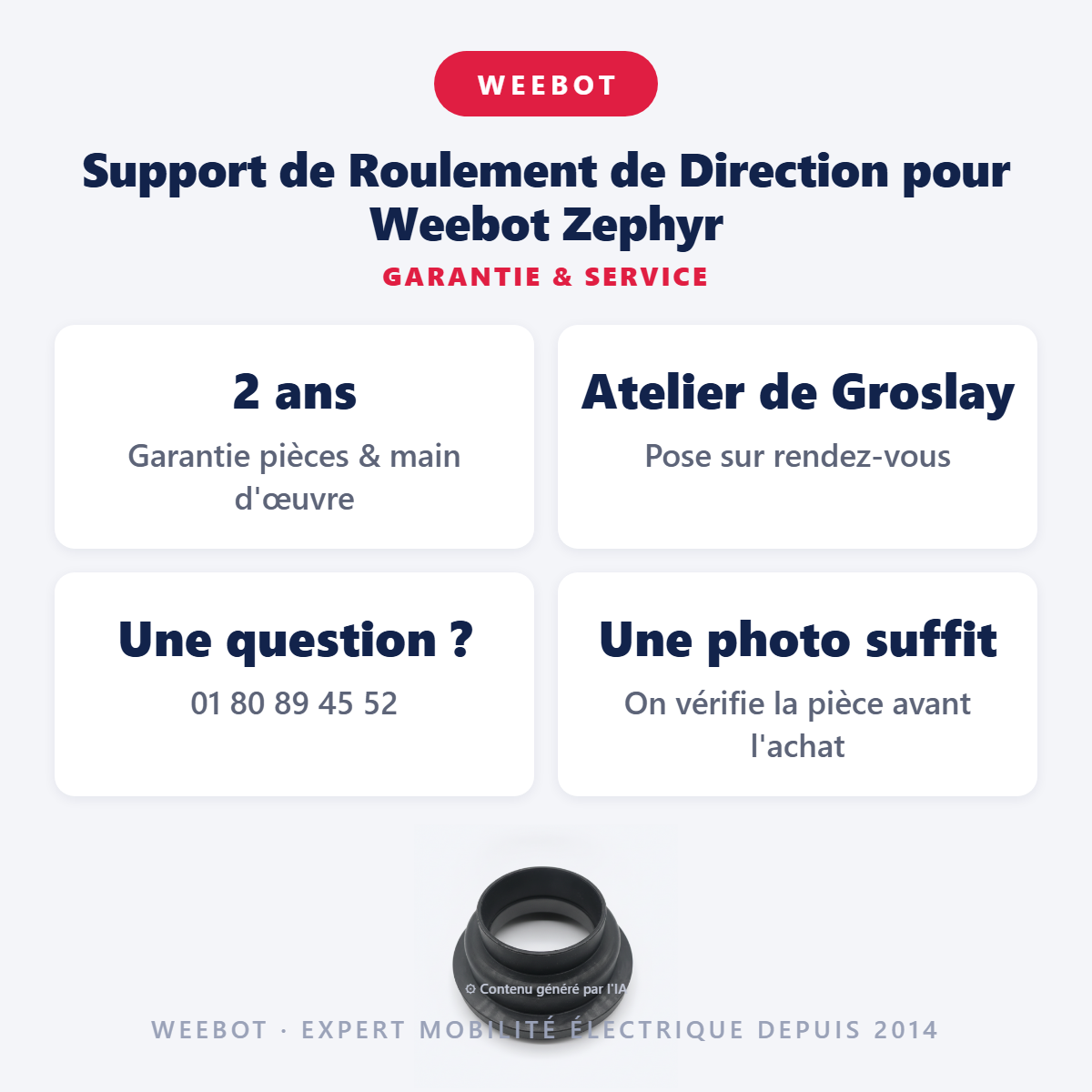 Support de Roulement de Direction pour Weebot Zephyr : garantie 2 ans et service après-vente