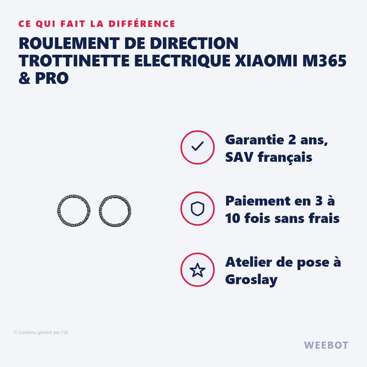 Roulement de Direction Trottinette Electrique Xiaomi M365 & Pro : les points forts
