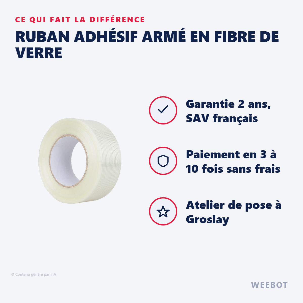 Ruban Adhésif Armé en Fibre de Verre : les points forts
