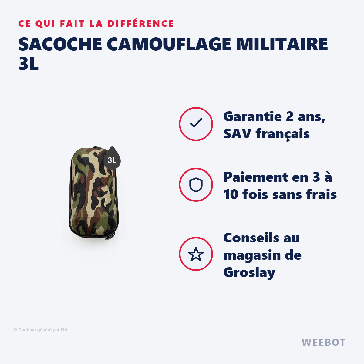 Sacoche Camouflage Militaire 3L : les points forts