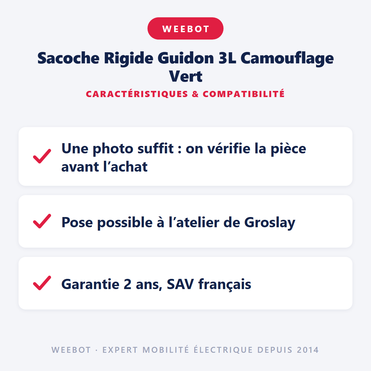 Sacoche Rigide Guidon 3L Camouflage Vert : caractéristiques et compatibilité