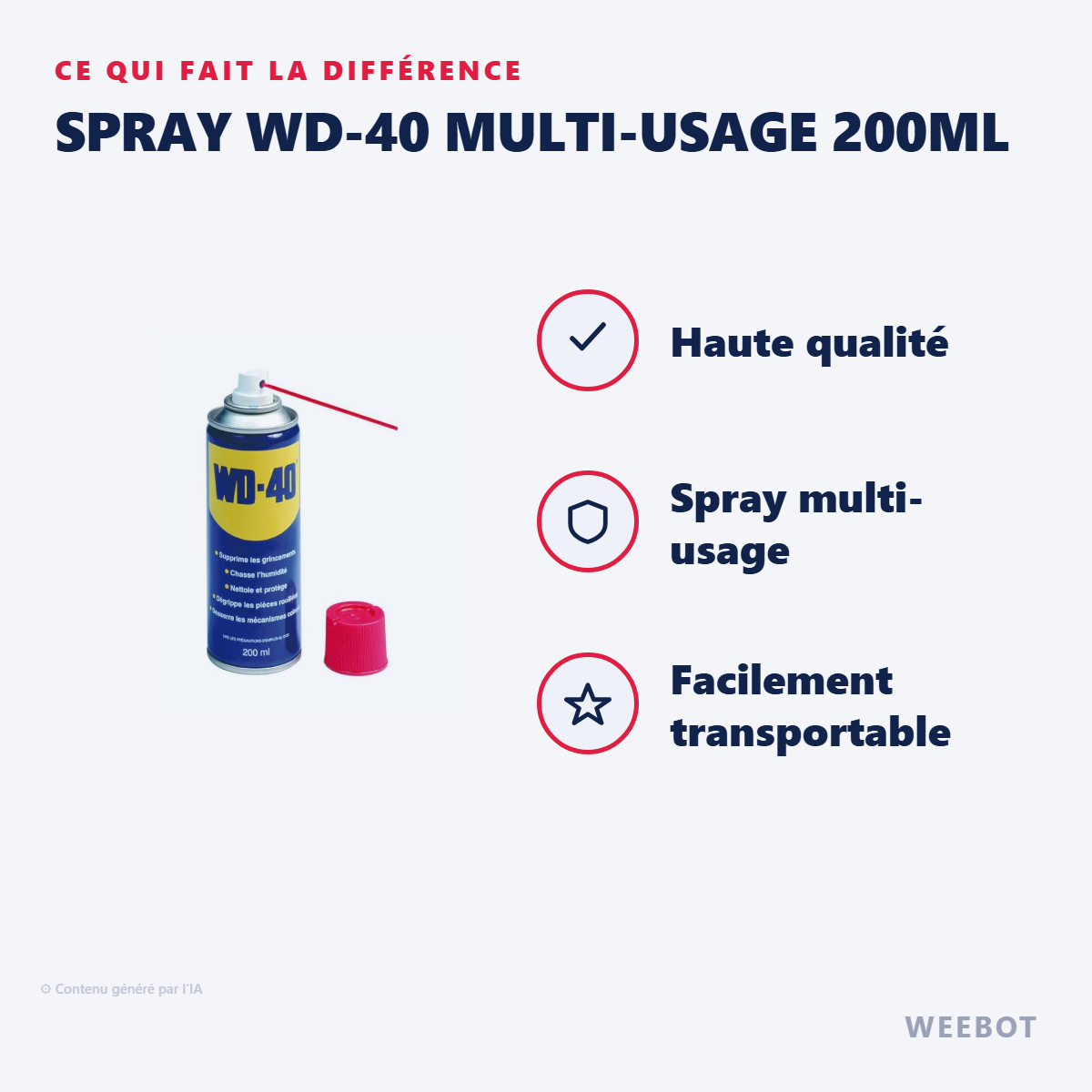 Spray WD-40 Multi-Usage 200ml : les points forts