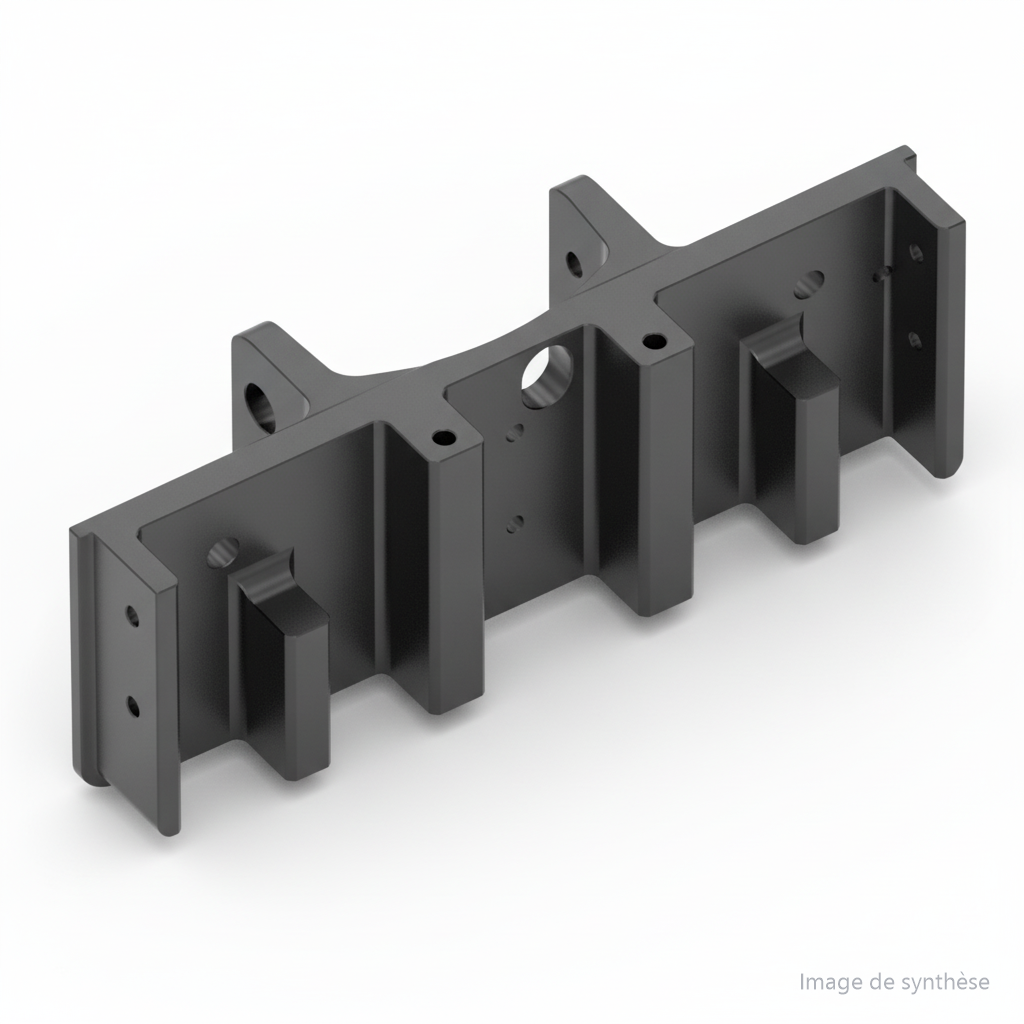 Schéma en vue perspective d'un support d'extrusion de potence pour trottinette électrique Dualtron Ultra