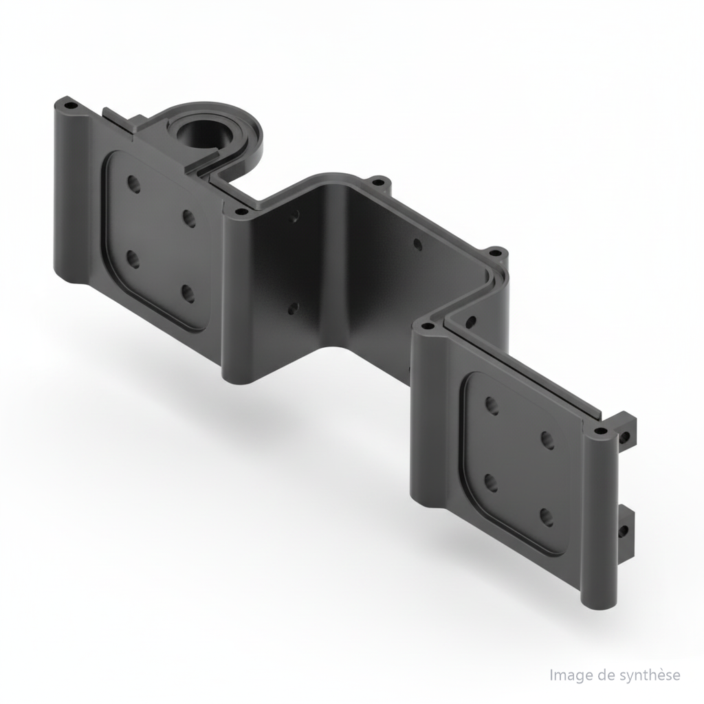 Dessin technique du support de fixation de potence avant pour trottinette électrique Dualtron