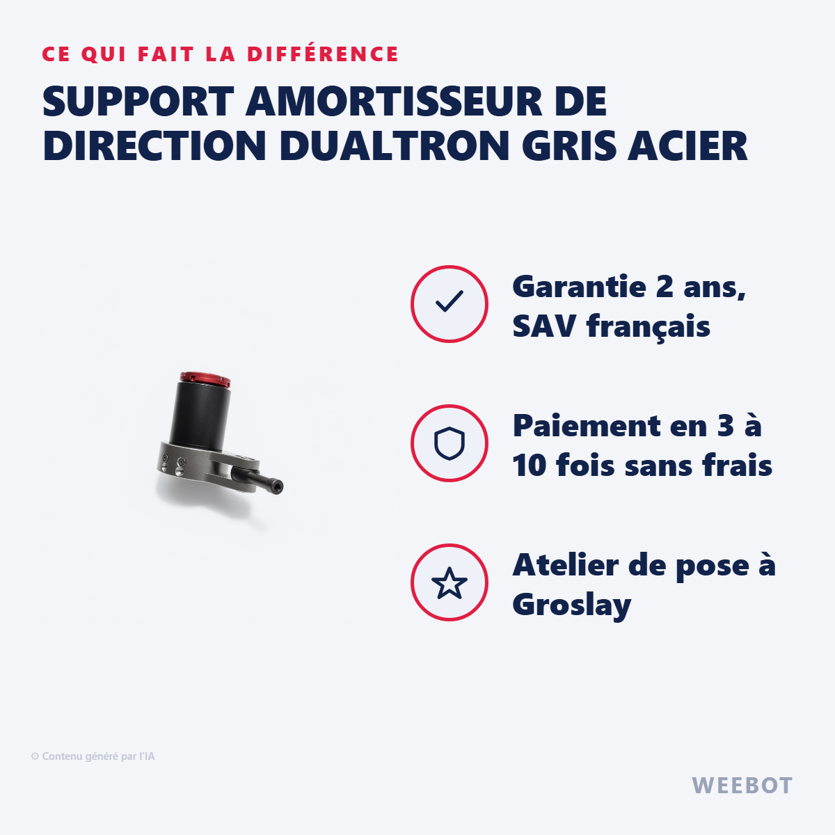 Support Amortisseur de Direction Dualtron Gris Acier : les points forts