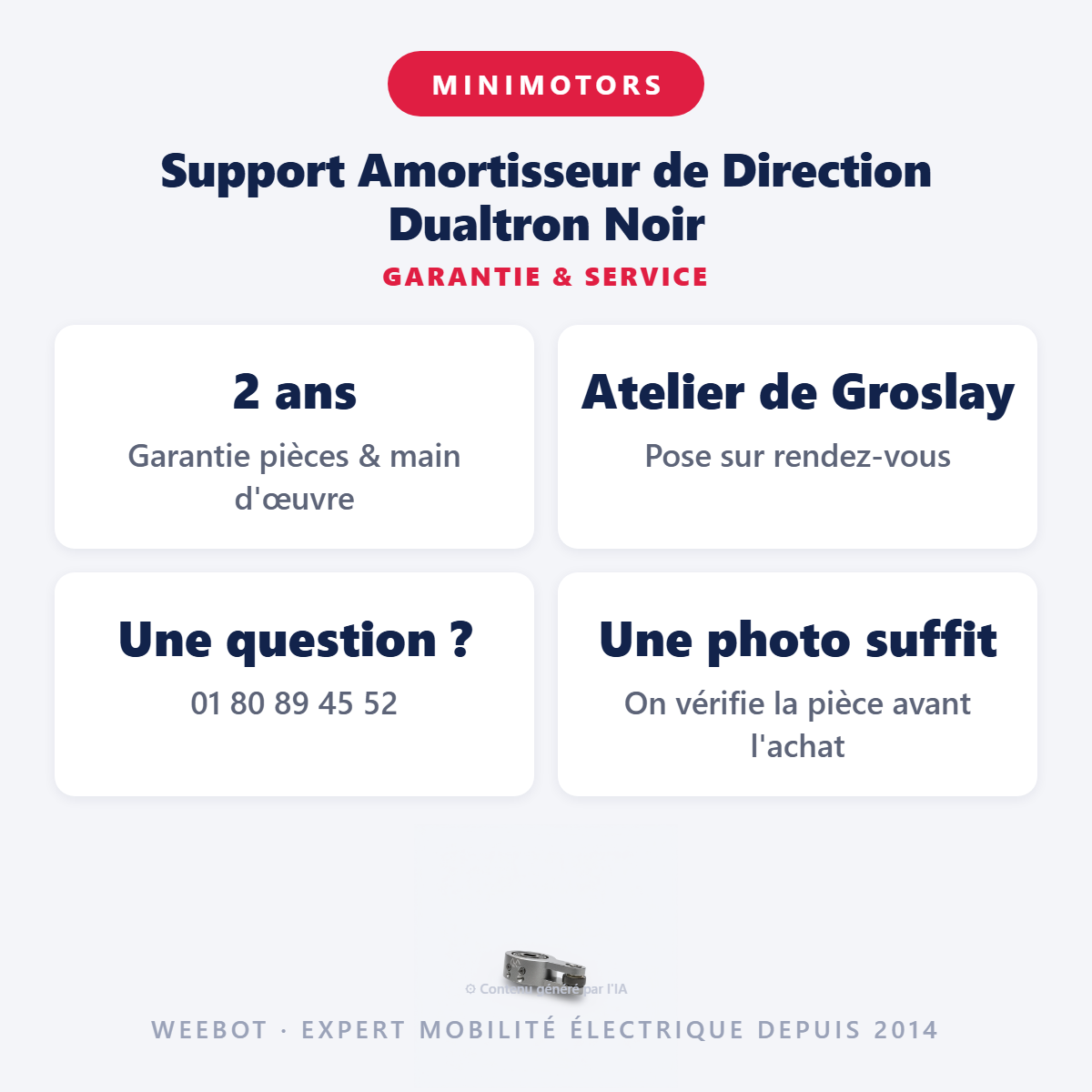Support Amortisseur de Direction Dualtron Noir : garantie 2 ans et service après-vente