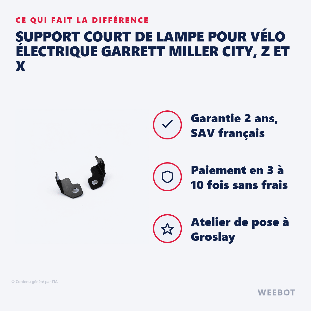 Support court de Lampe pour Vélo Électrique Garrett Miller City, Z et X - Weebot