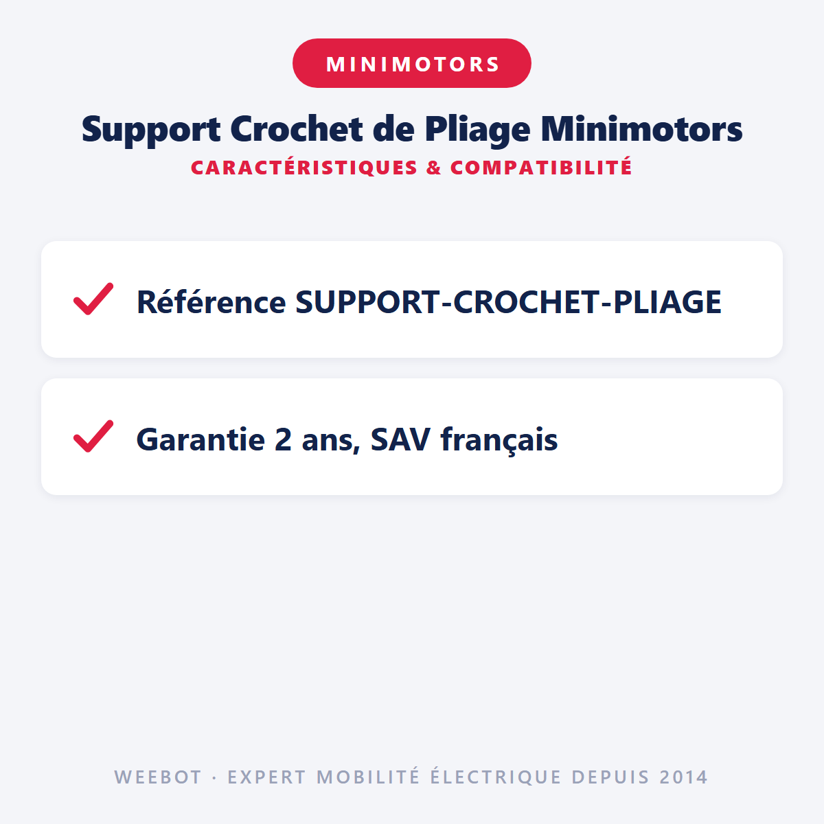 Support Crochet de Pliage Minimotors : caractéristiques et compatibilité