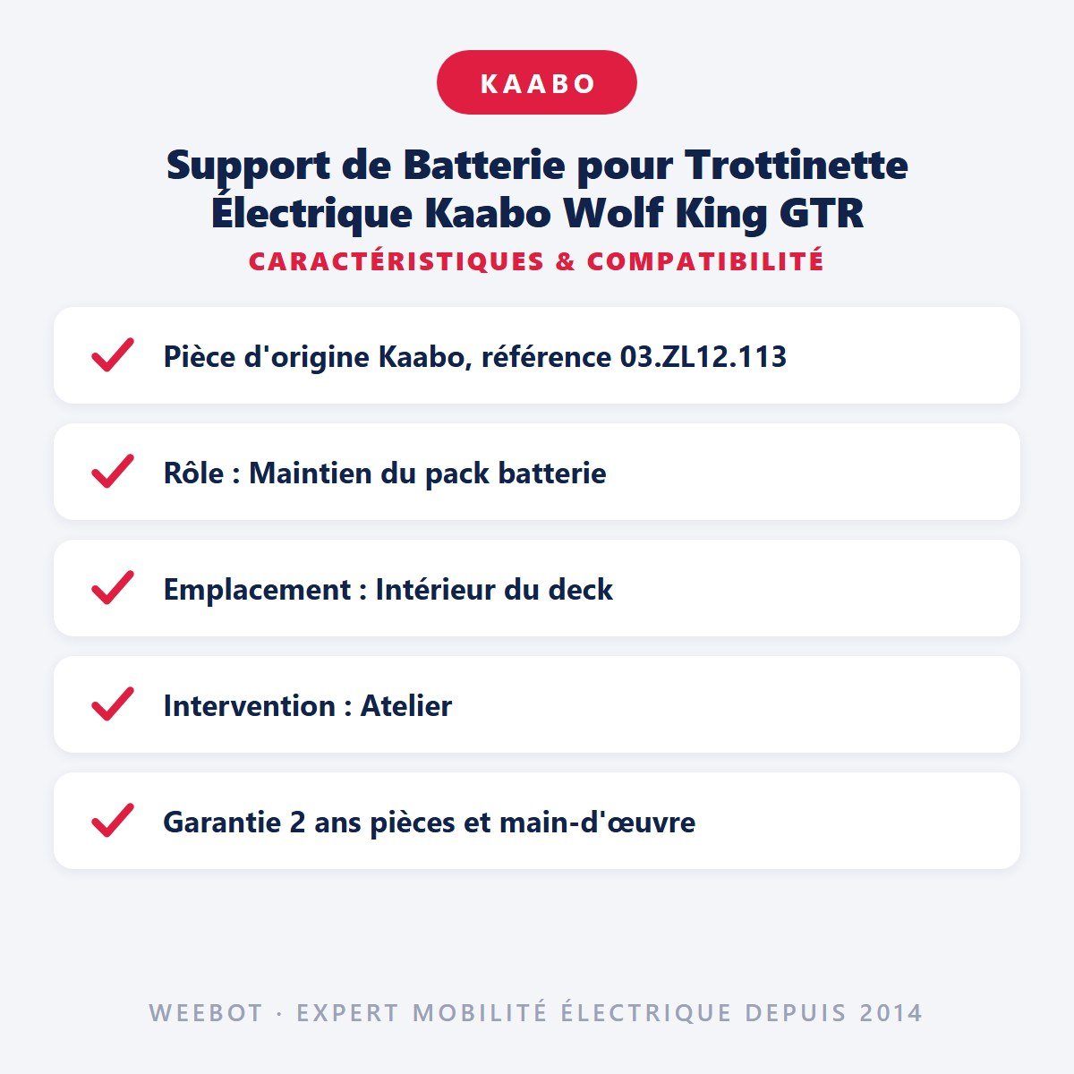 Support de Batterie pour Trottinette Électrique Kaabo Wolf King GTR - Weebot